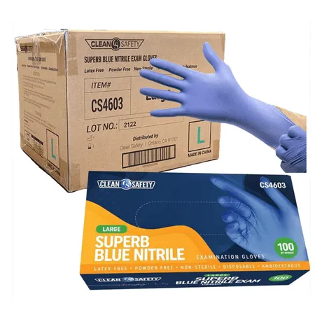 Clean Safety Superb Blue Nitrile Powder Free Gloves