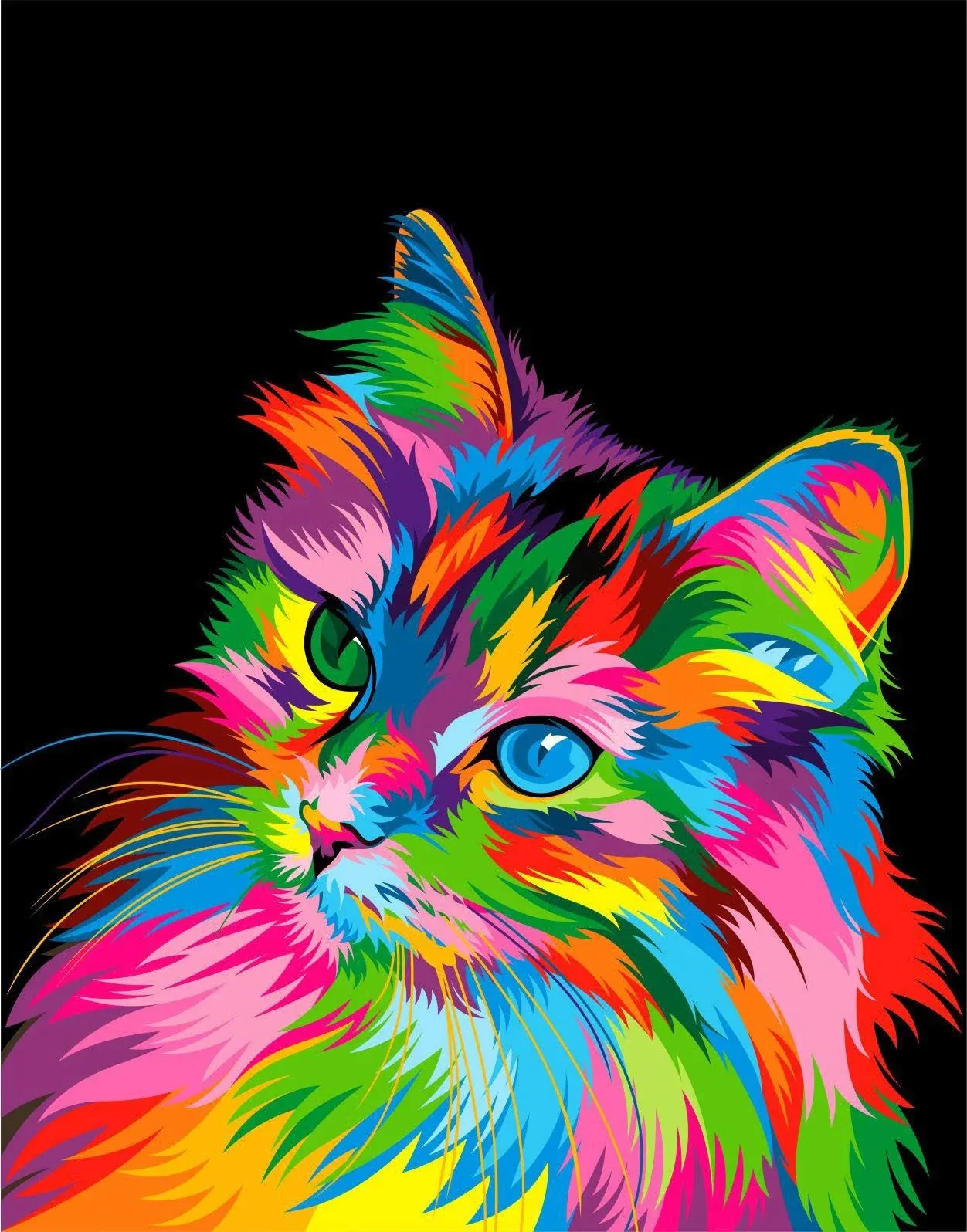 ifymei Paint by Numbers for Kids & Adults & Beginner , DIY Canvas Painting Gift Kits 16 x 20 inch - Colorful Cat