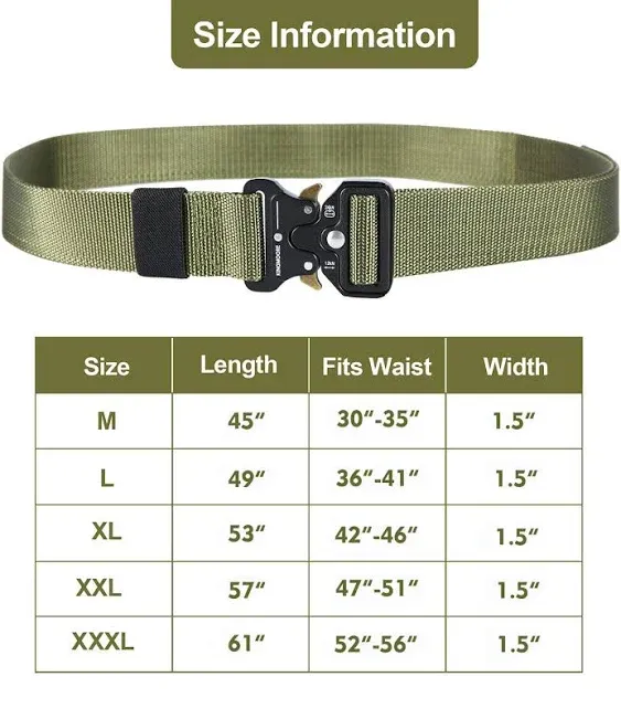 KingMoore Men's Tactical Belt Heavy Duty Webbing Belt Adjustable Military Style Nylon Belts with Metal Buckle