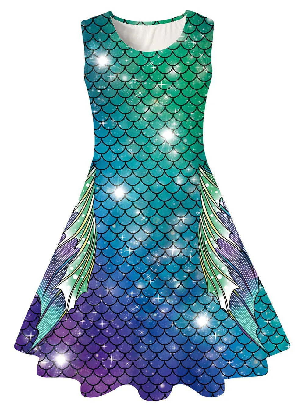 Funnycokid Girls Mermaid Sleeveless Dress