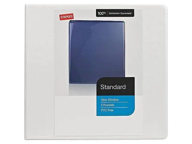 Staples 976179 Standard 5 inch D 3 Ring View Binder White (26360 cc)