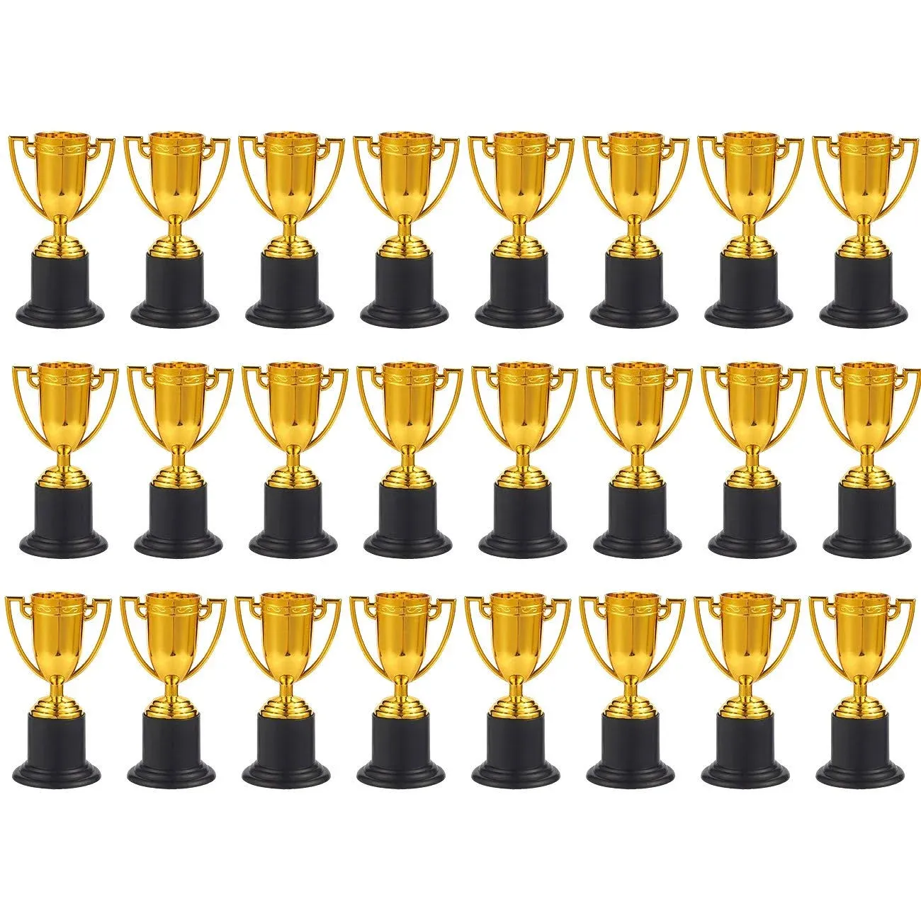 Award Trophies - 24-Pack Plastic Gold Trophy Cups for Sports Tournaments, Competitions, Parties, 1.9 x 4 x 1.9 Inches