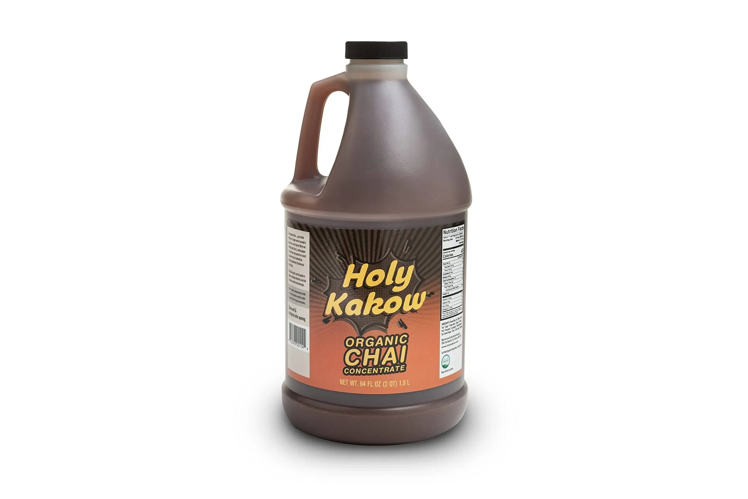 Holy Kakow Organic Chai Concentrate - Organic Chai, Chai, Chai Concentrate, Made with Black Tea and Spices, Plant-Based, Non-GMO, Delicious Hot or Iced - 64oz