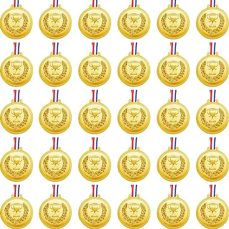 30 Pieces Gold Plastic Winner Award Medals, Winner Award Medals, Olympic Style M