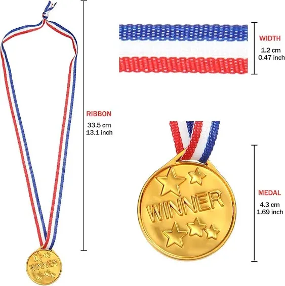 Hicarer 30 Pieces 2.36 Inch Plastic Gold Medals for Awards Sports Medal Soccer Medal Football Medals for Awards Gymnastics Winner Award Medals Competition Birthday Party Favors