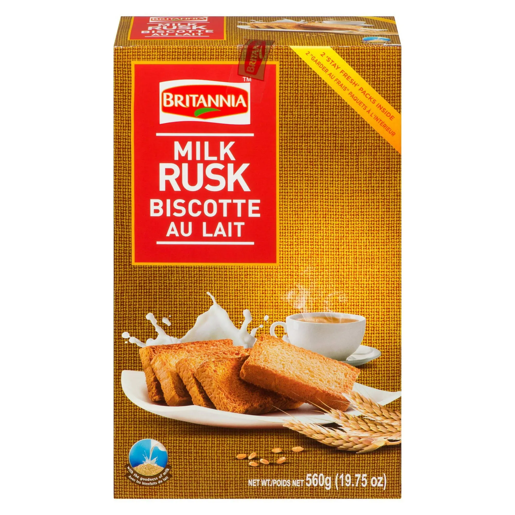 BRITANNIA Toastea Milk Rusk 19.75oz (560g) - Biscotte Au Lait - Crispy, Crunchy Tea Moments - Breakfast & Tea Time Snacks (Pack of 1)