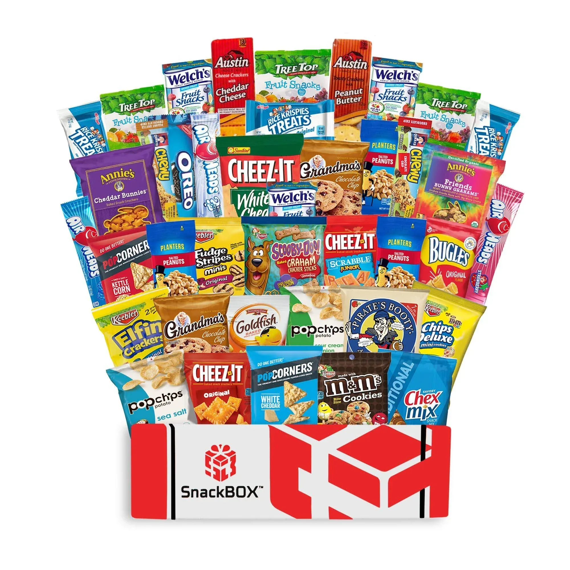 SnackBOX Healthy Snacks BOX Care Package (40 Count) Back To School College Variety Pack Care Package Treats Gift Baskets Guys Girls Adults Kids Grandkids Men Women Food Sampler Student Birthday Cookies Chips Finals Snack Packs Office Military and Gift Id