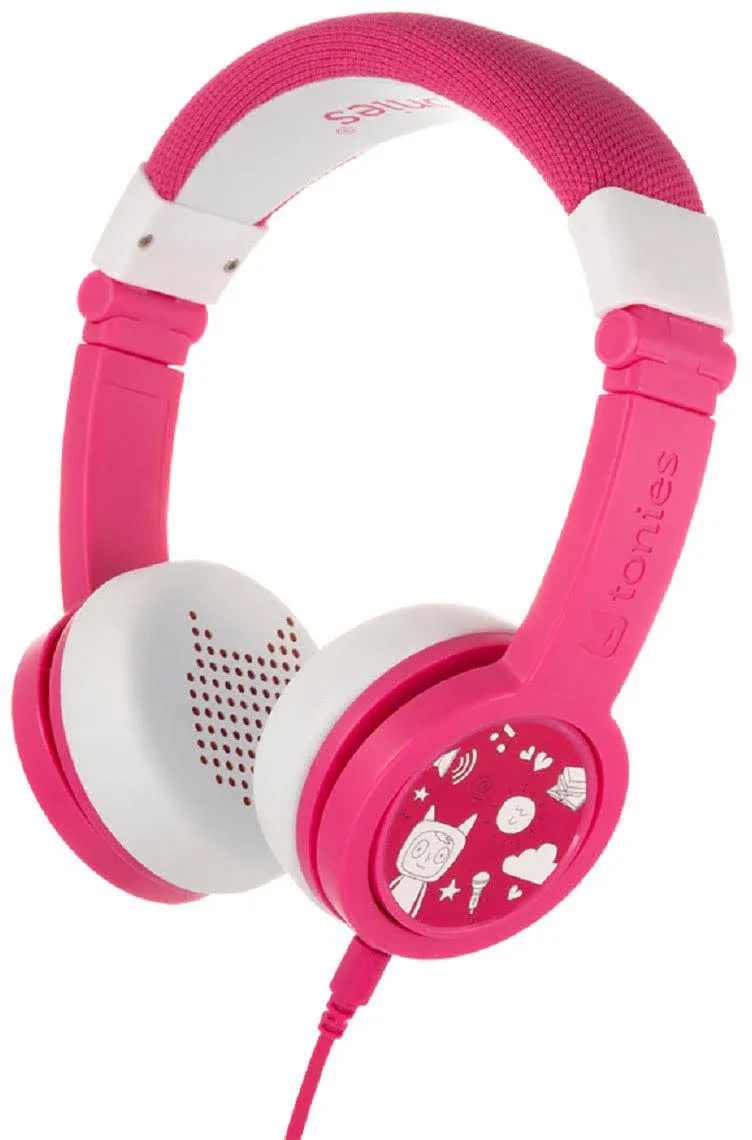 Tonies Foldable Wired Headphones for Kids - Comfortably Designed to fit On-Ear - Works with Toniebox and All 3.5mm Devices - Pink