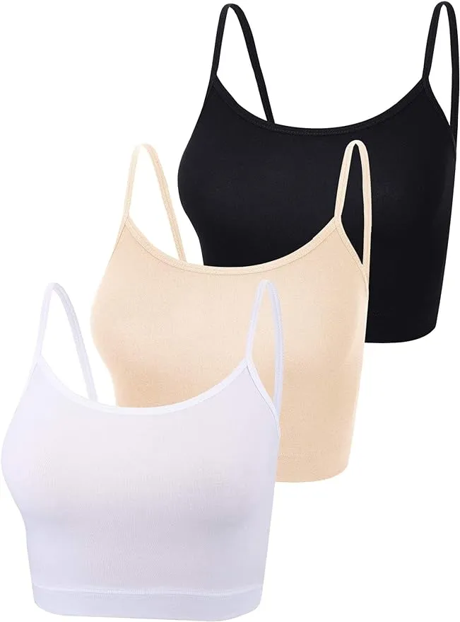 Boao 3 Pcs Crop Camisole Top Spaghetti Strap Tank Sleeveless Crop Tank Top for Women Sports