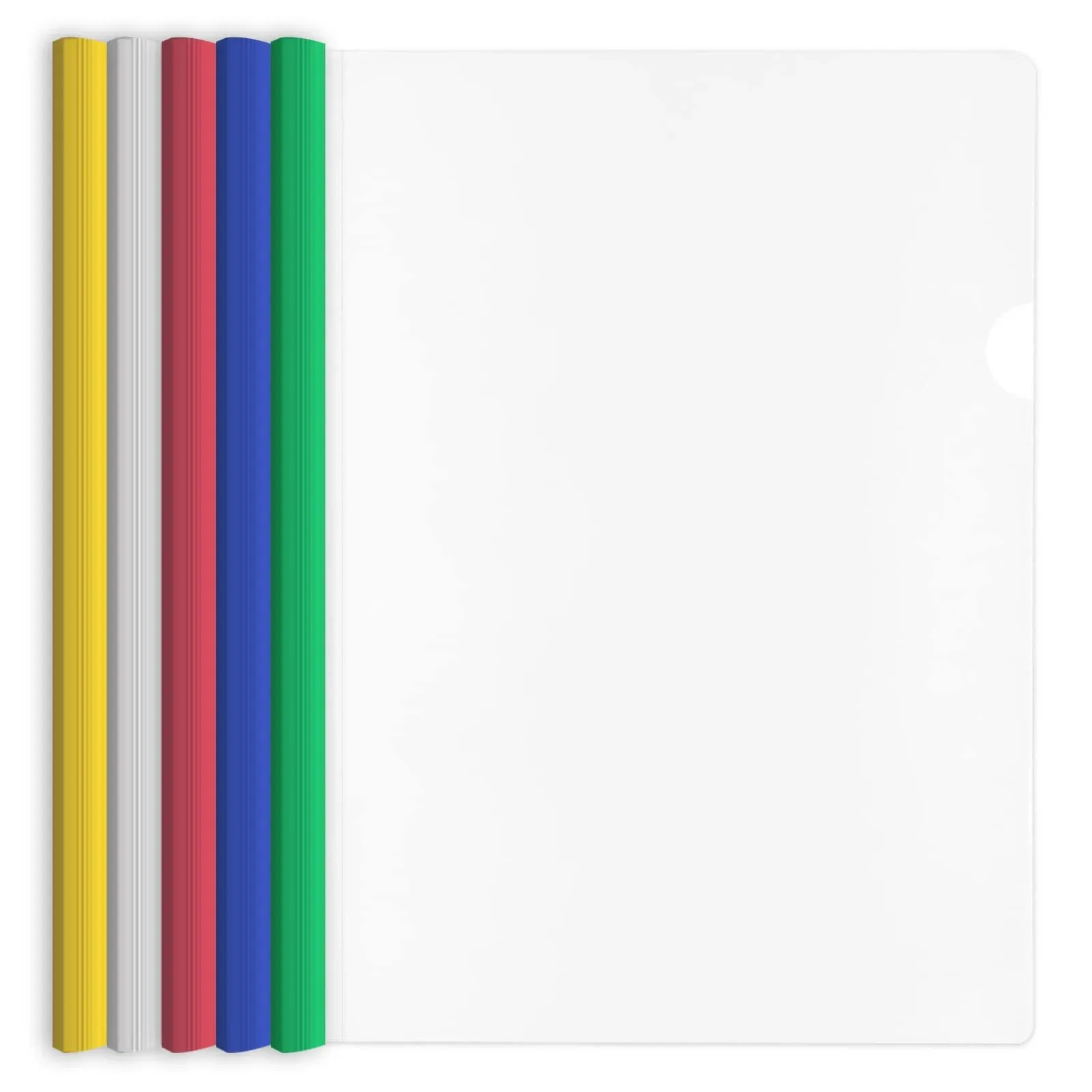 Binditek 12 Pack Clear Report Covers with Sliding Bars, 9mm Sliding Bar File Folder, 50 Sheet Capacity, White, Letter Size, for Students and Coworkers