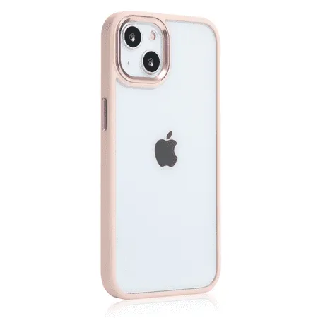 CASELIX Compatible for iPhone 12 Pro Max Clear Case (2021) Transparent Metallic frame Cover Shockproof Protective Bumper with Edge for iPhone 12 Pro Max - Rose Pink