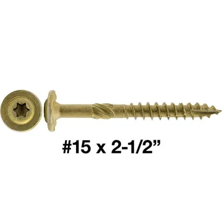 #15 x 2-1/2 Construction Lag Screw Exterior Coated Torx/Star Drive Heavy Duty Structural Lag Screw Far Superior to Common Lag Screws - Modified Truss Washer Head -FULL BOX -600 Screw Count