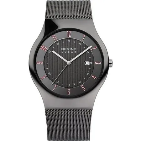 Bering Men s 40mm Steel Bracelet Case Sapphire Crystal Solar Grey Dial Analog Watch 14640-077