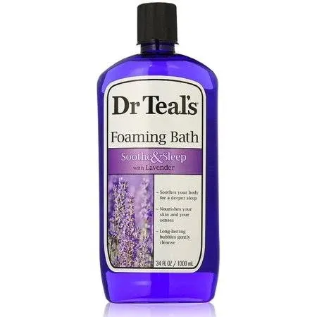 Dr Teal's Foaming Bath with Pure Epsom Salt, Soothe & Sleep with Lavender, 34 fl oz (Pack of 4) (Packaging May Vary)