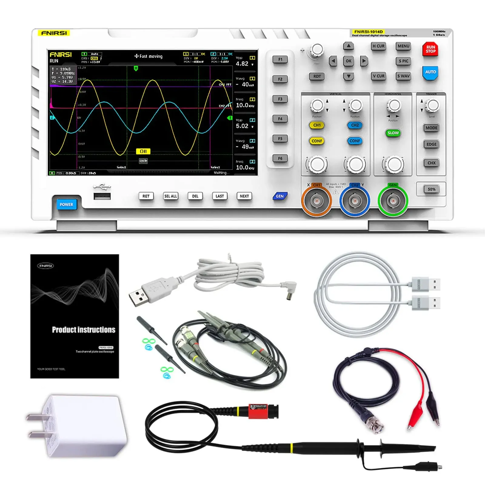 FNIRSI-1014D 7 Inch TFT LCD Display Screen 2 In 1 Dual Channel Input Storage Oscilloscope Digital Signal Generator
                                                COD