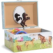 Jewelkeeper Horse Jewelry Box for Girls - Musical Jewelry Box with Spinning Horse - Kids Storage Box - Barn Design Horse Gifts - Home on The Range Tune