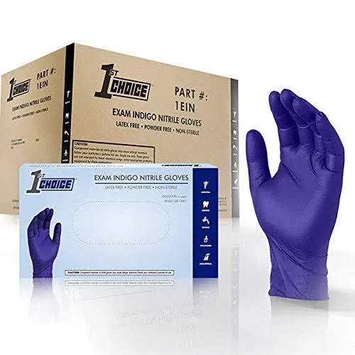 1st Choice Indigo Nitrile Disposable Exam Gloves 3 Mil