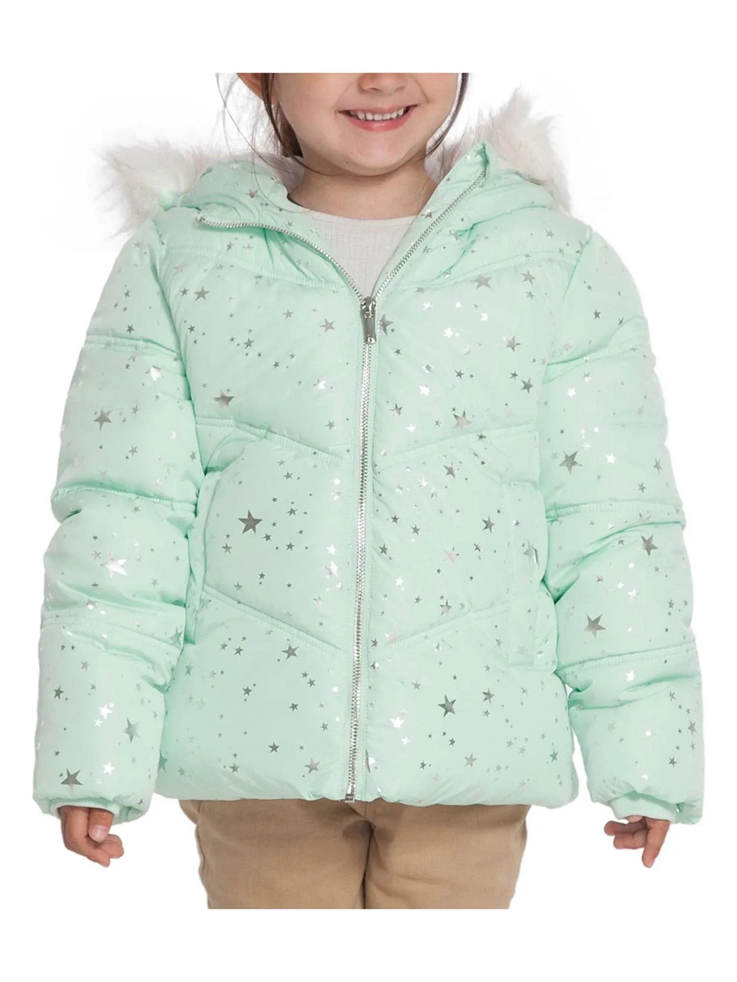 Rokka&Rolla Girls' Heavyweight Puffer Jacket Quilted Winter Coat with Hooded Faux Fur