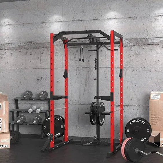 Power Cage, Power Rack With Lat Pulldown, Multi-functional Squat Rack,