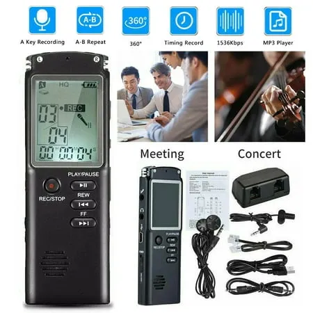 32GB Voice Recorder Voice Activated Recorder Small Audio Recorder with MP3 for Lectures Meetings Interviews