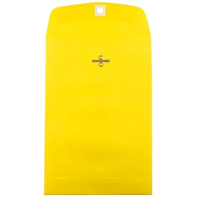 JAM Paper® 6 x 9 Open End Catalog Colored Envelopes with Clasp Closure, Yellow Recycled, 25/Pack (87972F)