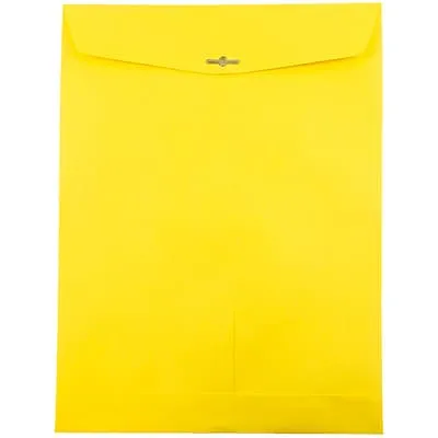 JAM Paper 10 x 13 Open End Catalog Colored Envelopes with Clasp Closure, Yellow Recycled, 25/Pack (900906710a)