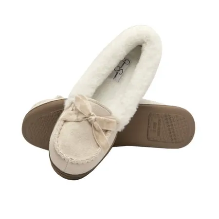 Jessica Simpson Womens Micro Suede Moccasin Indoor Outdoor Slipper Shoe