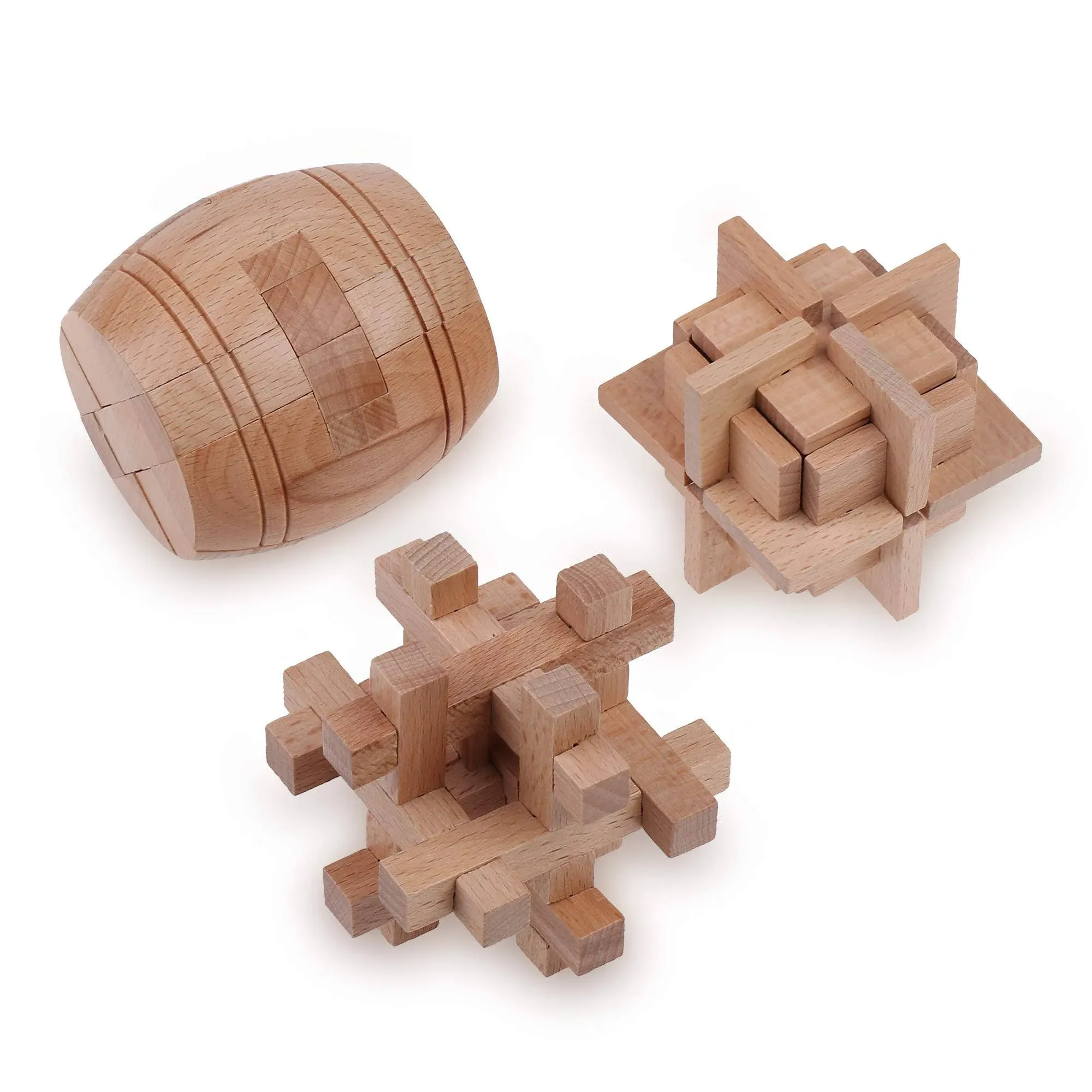 Sharp Brain Zone Wooden Brain Teaser Puzzles for Adults & Kids - 3D Puzzles Brain Games, IQ, Mind and Logic Test - Challenging Wood Educational Toys