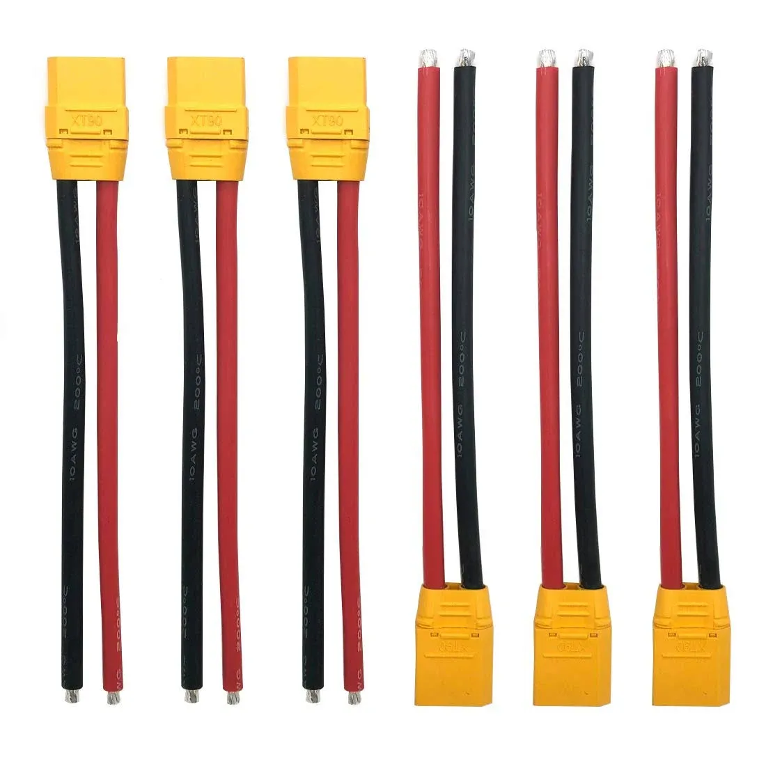 3 Pairs Amass XT90H XT90 Wire XT 90 Plug Male and Female Connector 150mm 10AWG Silicon Wire for RC Lipo Battery FPV Racing Drone