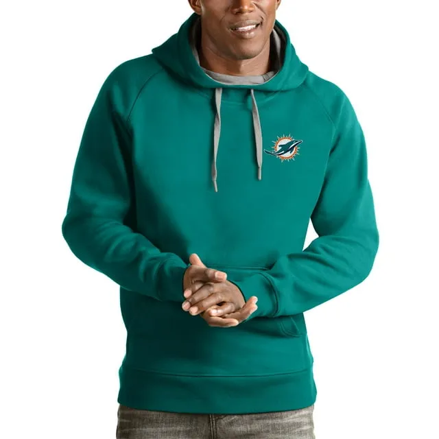 "Men's Miami Dolphins Antigua Aqua Logo Victory Pullover Hoodie"