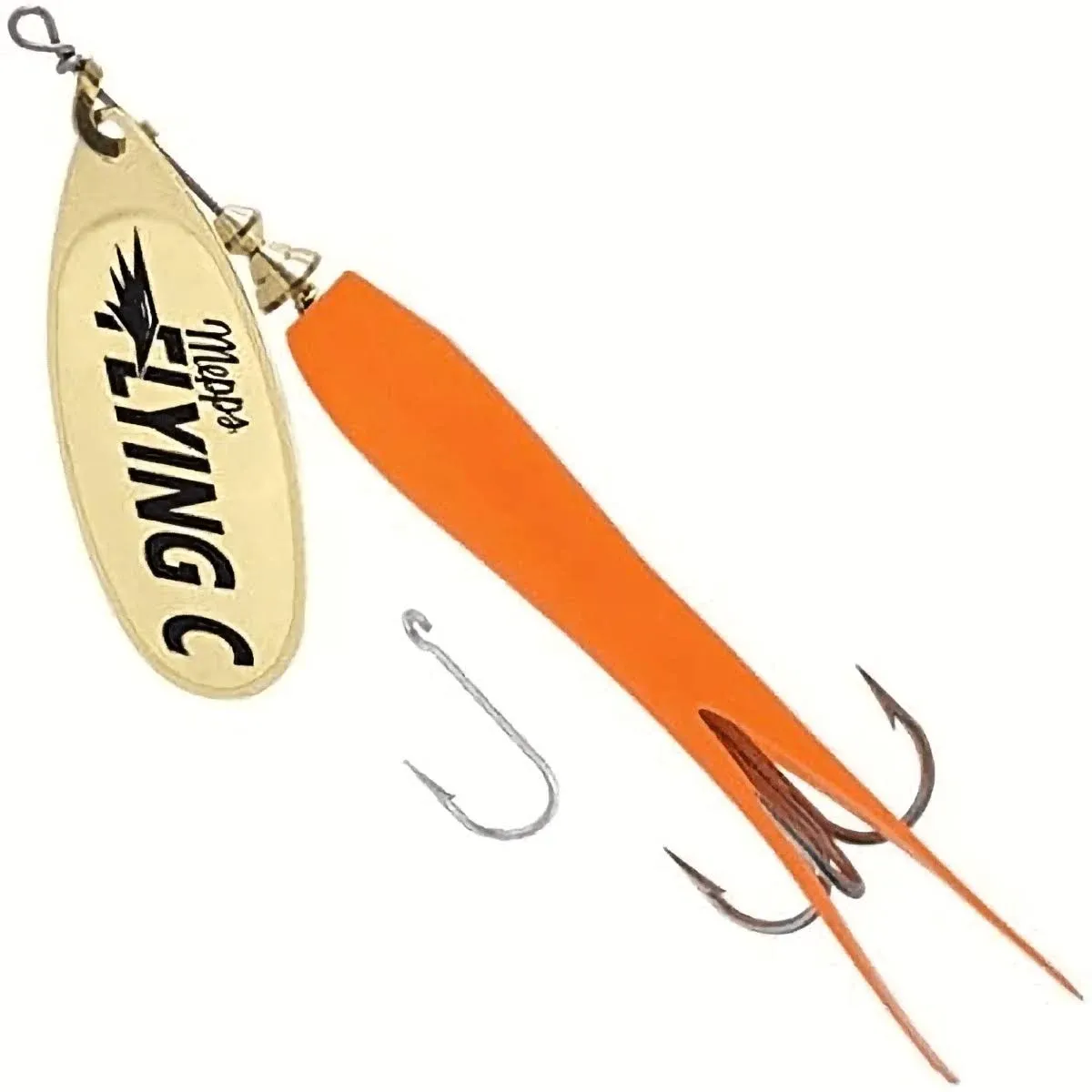 Mepps Flying C Single/Treble Hook Fishing Lure, 5/8-Oz, Hot Orange Sleeve/Gol...