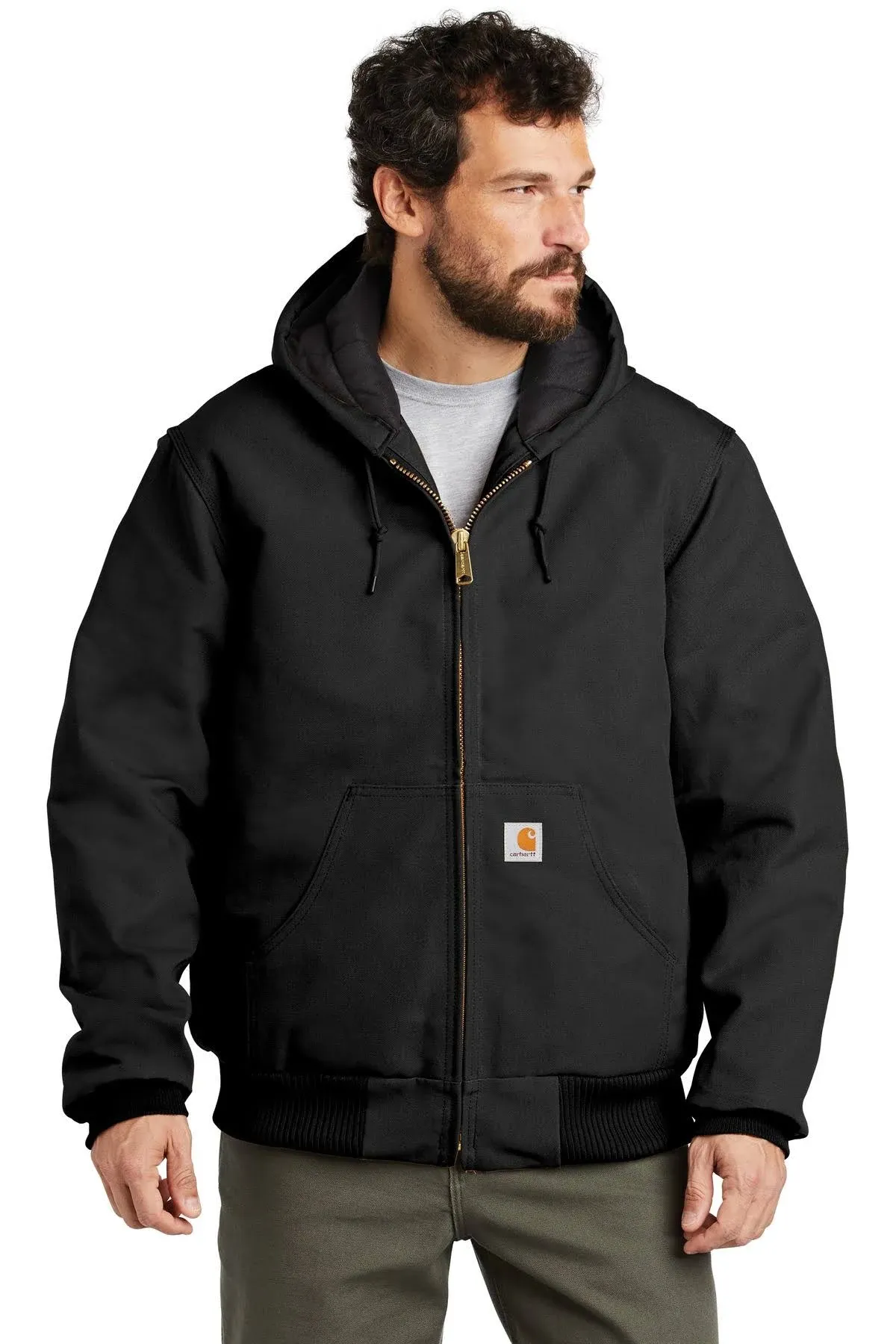 Carhartt Mens J140 Factory 2nd Duck Active Jacket - Quilted Flannel Lined - Gravel Large Regular