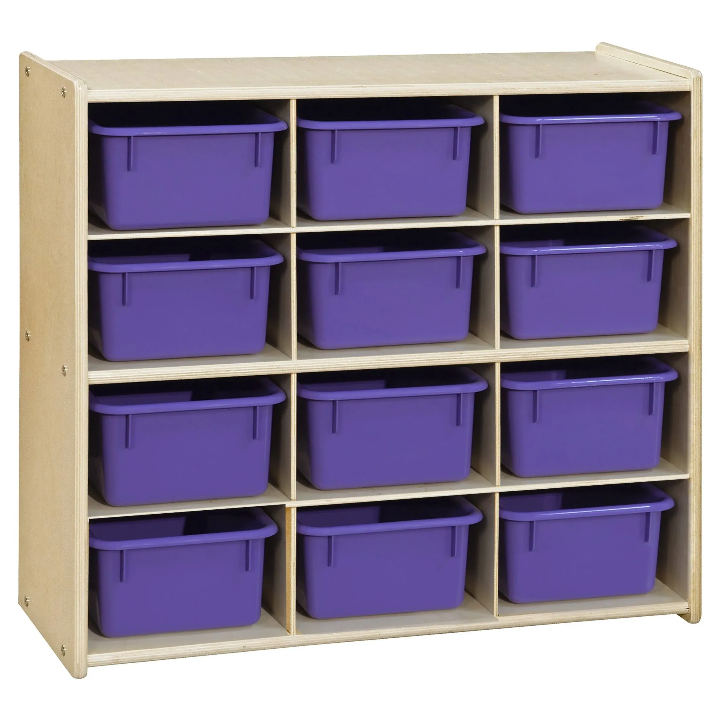 Birch 12-Cubby Storage Unit W/Purple Tubs-Rta