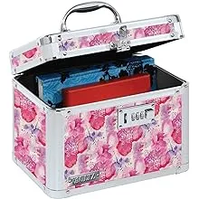 Vaultz Combination Lock Box - Secure Safe for Documents, Valuables, Medicine & Money - 10 x 7.25 x 7.75 Inch - Floral, Pink & GrayVaultz Combination Lock Box - Secure Safe for Documents,…