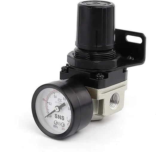 SNS Air Compressor Pressure Regulator With Bracket and Gauge Female Thread 1/4 NPT 0-150 PSI Adjustable AR2000-N02