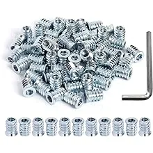 100 Pieces M6 Threaded Inserts for Wood Screw Insert Nut 15mm