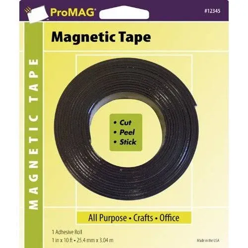 Promag Magnetic Strip Adhesive 1 inchx 10ft, Black