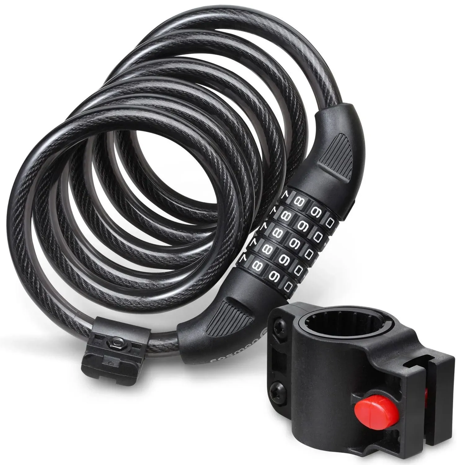 Fosmon 5-Digit Combination Bike Lock Cable - 6ft - Black