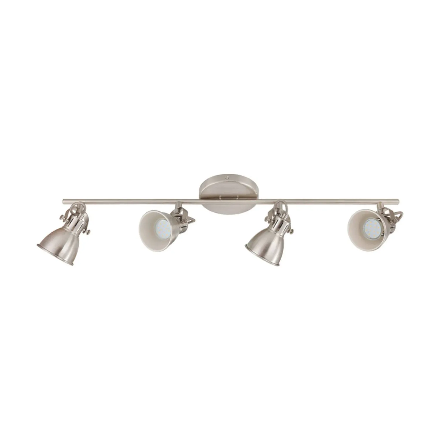 EGLO 204195A Seras Track Light 4-Head Dimmable Adjustable Halogen Hanging Ceiling Fixture for Kitchen Island, Hallway, and Dining Table, 30-Inch, Satin Nickel Finish