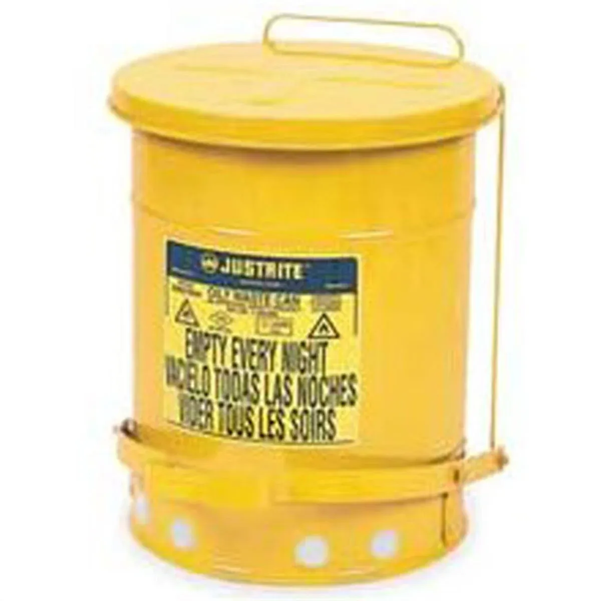 Justrite 09101 6 Gallon Oily Waste Can Yellow