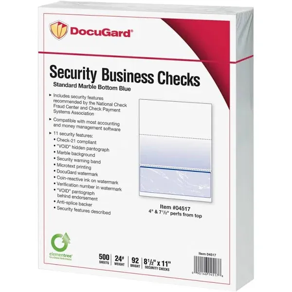 DocuGard Bottom, 24lb, 500-Sheets, Security Business Checks