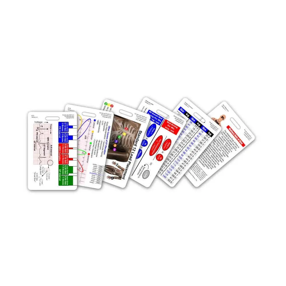 Mini Paramedic Vertical Badge Card Set - 6 Cards - Pocket Reference Cheat Sheet