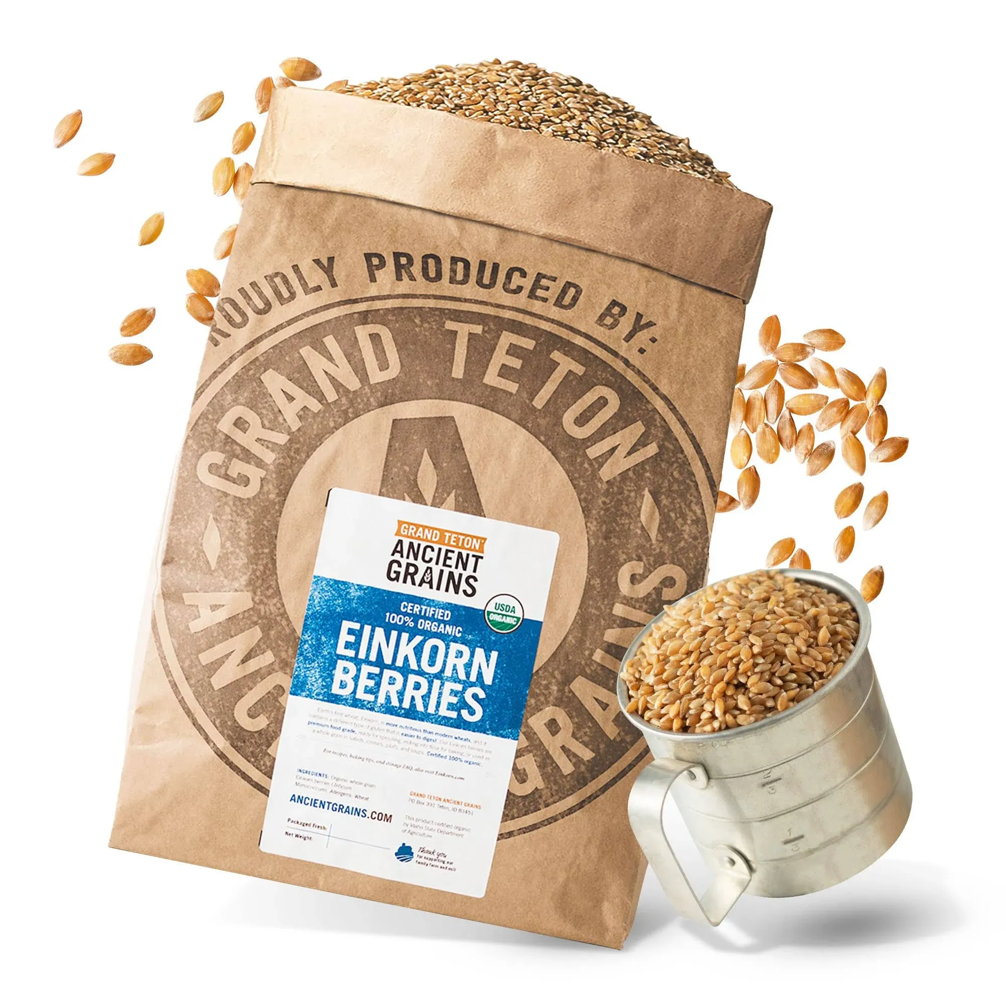 Grand Teton Ancient Grains - 100% Organic Einkorn Berries, Premium Food-Grade ...