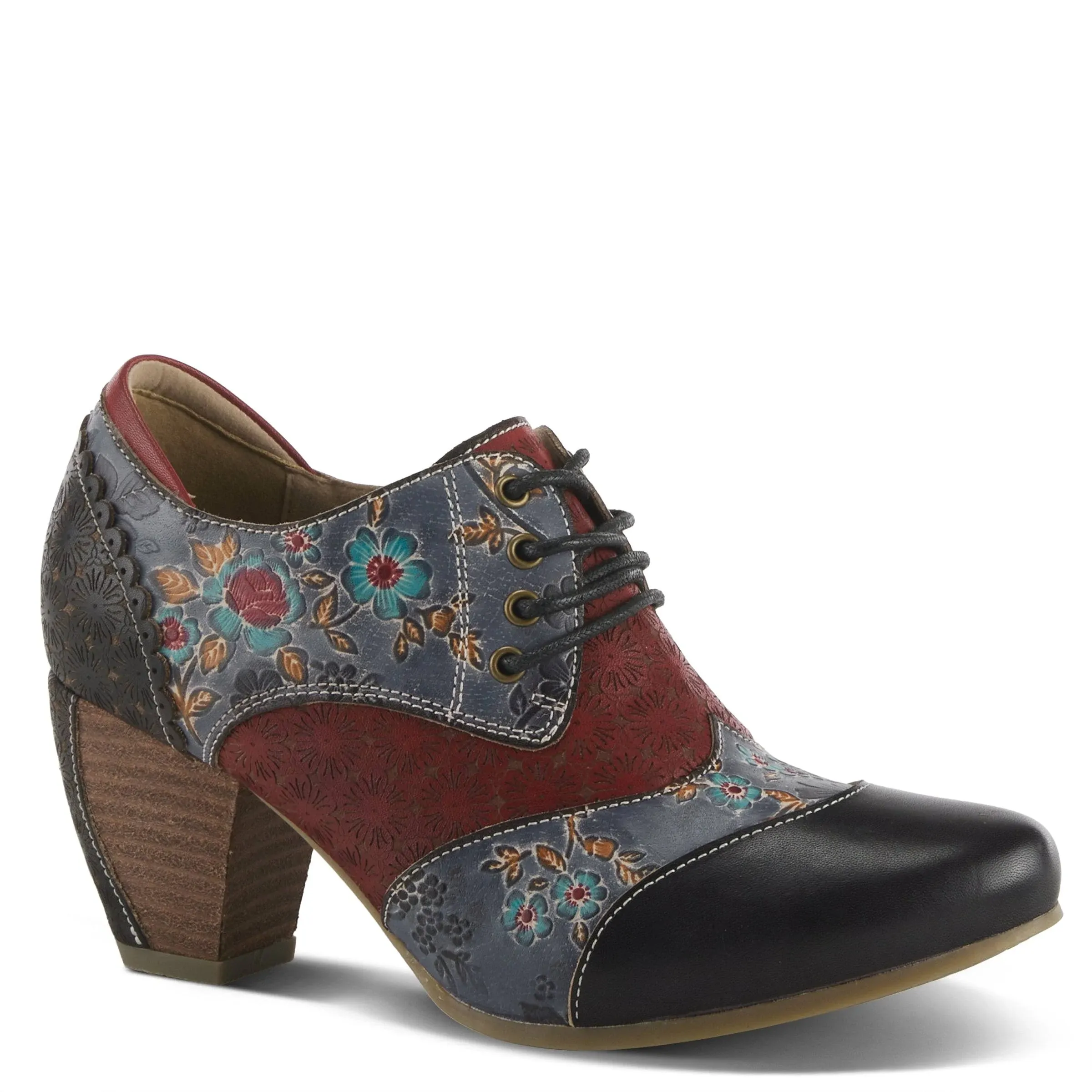 Spring Step L&#039;Artiste Women&#039;s Adelvice-Fleur Leather Oxford Shoe Black Multi EU