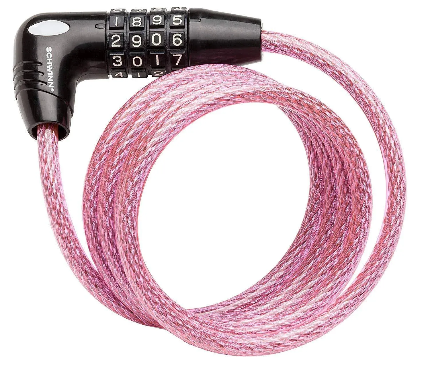 Schwinn SW77862-3 Coil Combo Lock, Pink, 5-Feet x 8mm