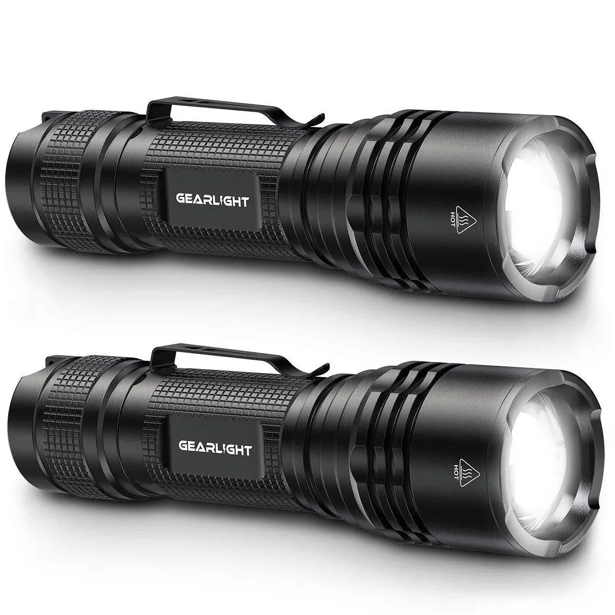 GearLight TAC LED Flashlight Pack - 2 Super Bright, Compact Tactical Flashlights with High Lumens for Outdoor Activity & Emergency Use - Gifts for Men & Women - Desert Tan