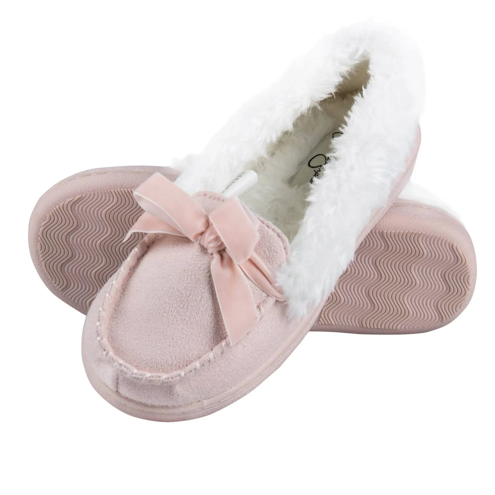 Jessica Simpson Girl's MicroSuede Moccasin Indoor Outdoor Slipper Shoe