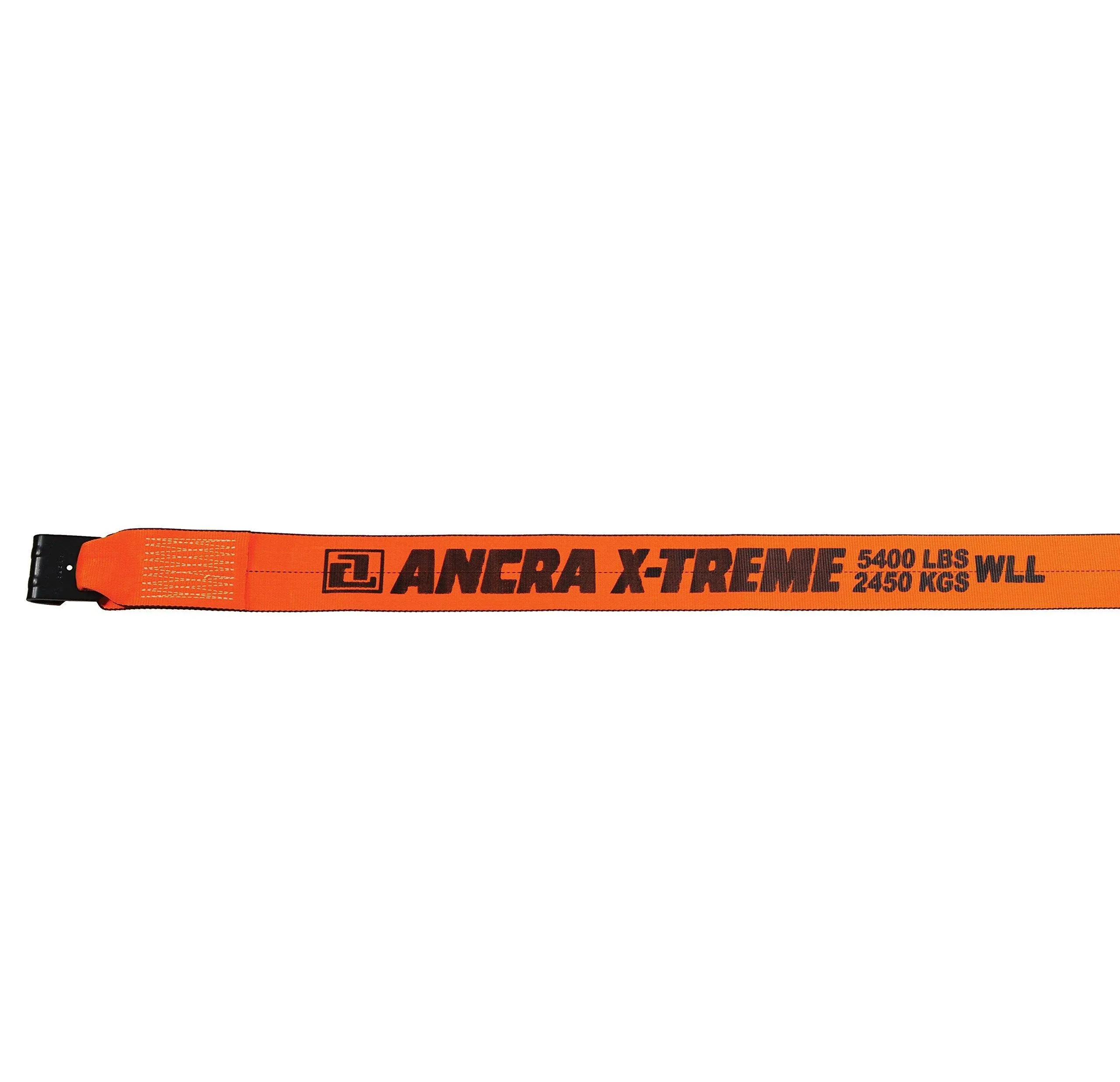 ANCRA 43795-90-30 Winch Strap with Flat Hook, 4 in W, 30 ft L, 5400 lb Working Load, Polyester, Orange