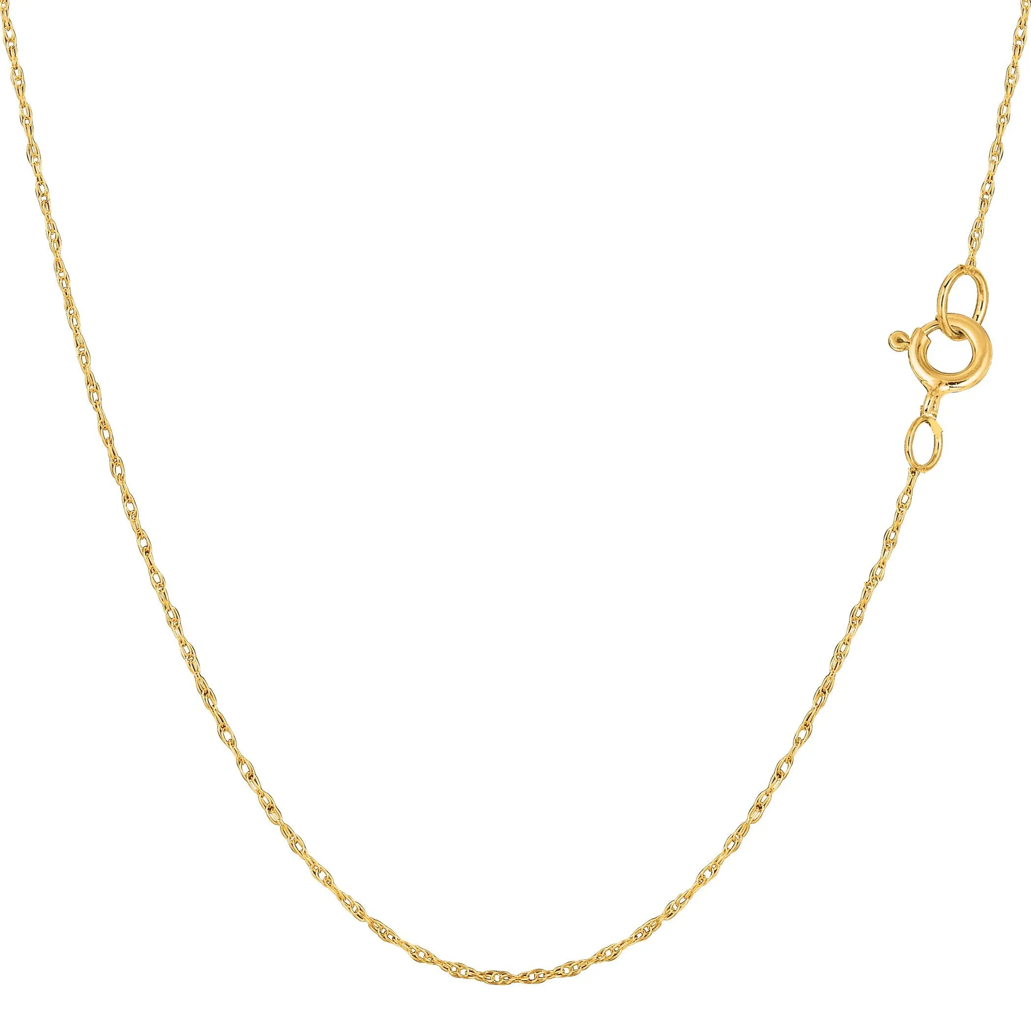 14k Yellow Gold Rope Chain Necklace, 0.7mm