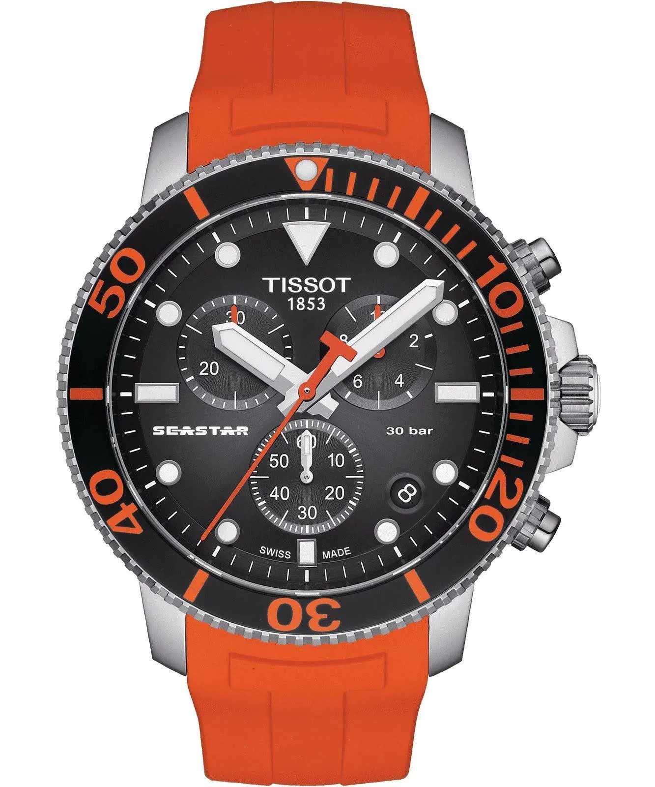 Tissot Men s Seastar 1000 Chronograph Quartz Orange 45.5mm Watch T1204171705101